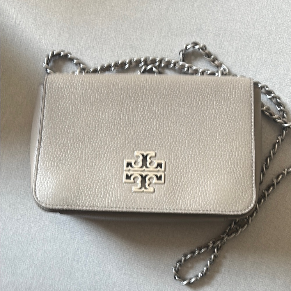 Tory Burch Gray Crossbody Bag with Iconic Logo